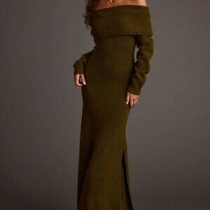 12th Tribe - Simone Dark Olive Sweater Maxi Dress